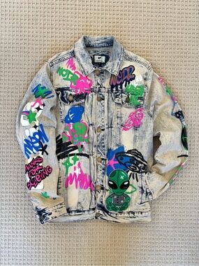 Maison Noir Graffiti Denim Jacket Size L